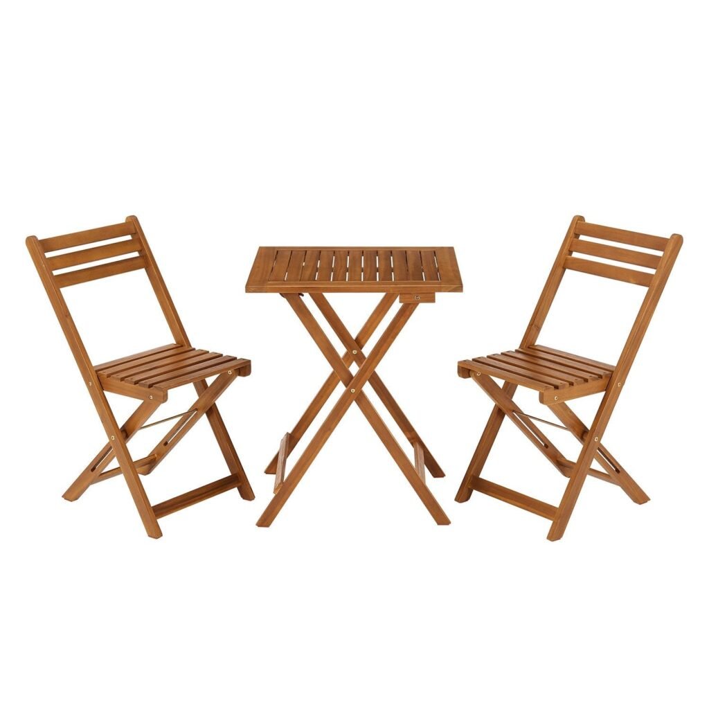 Balkonmöbel-Set Bala aus Akazienholz, 3-teilig und klappbar