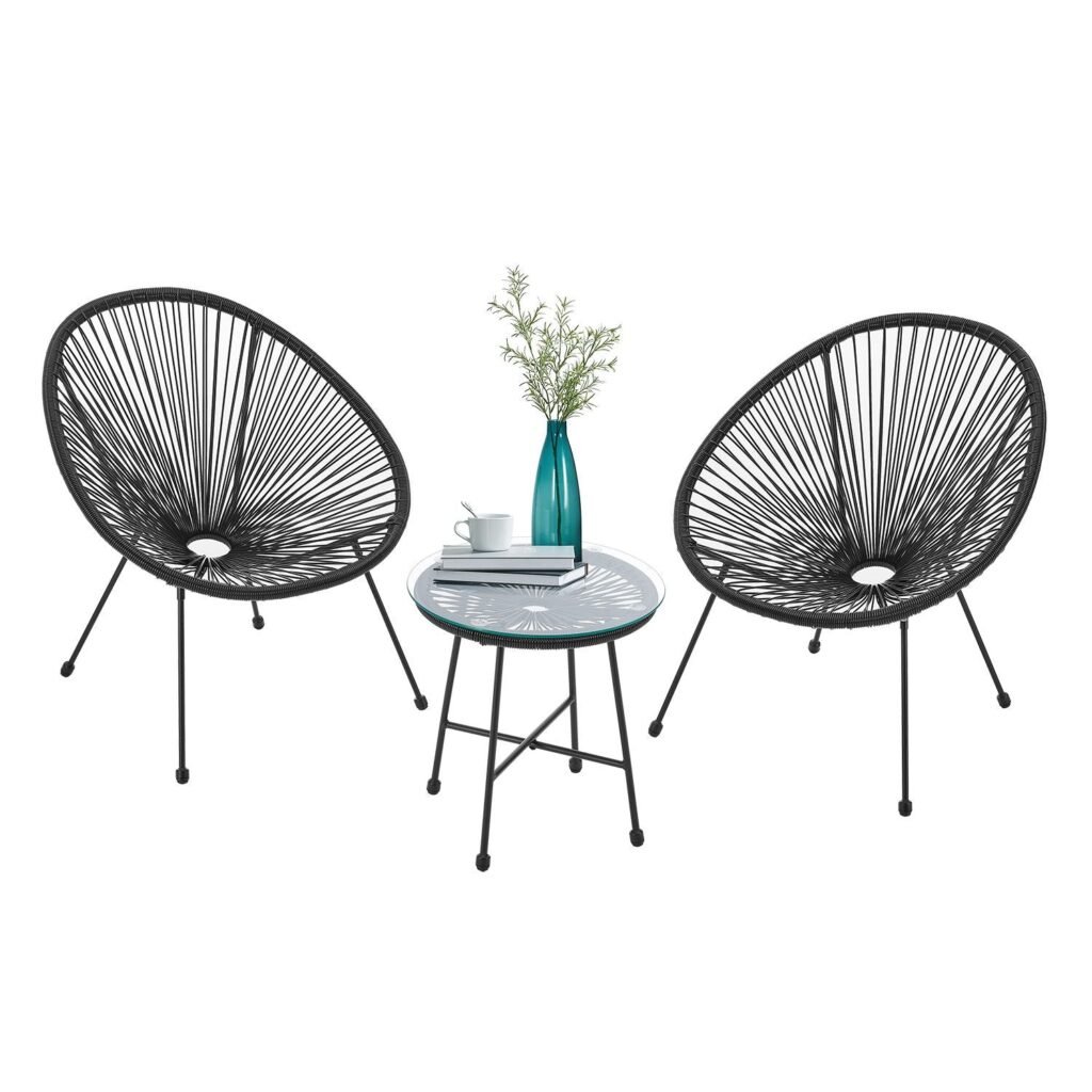 Balkonmöbel-Set Ostana 3-teilig mit Tisch und 2 Sesseln im Retro-Design
