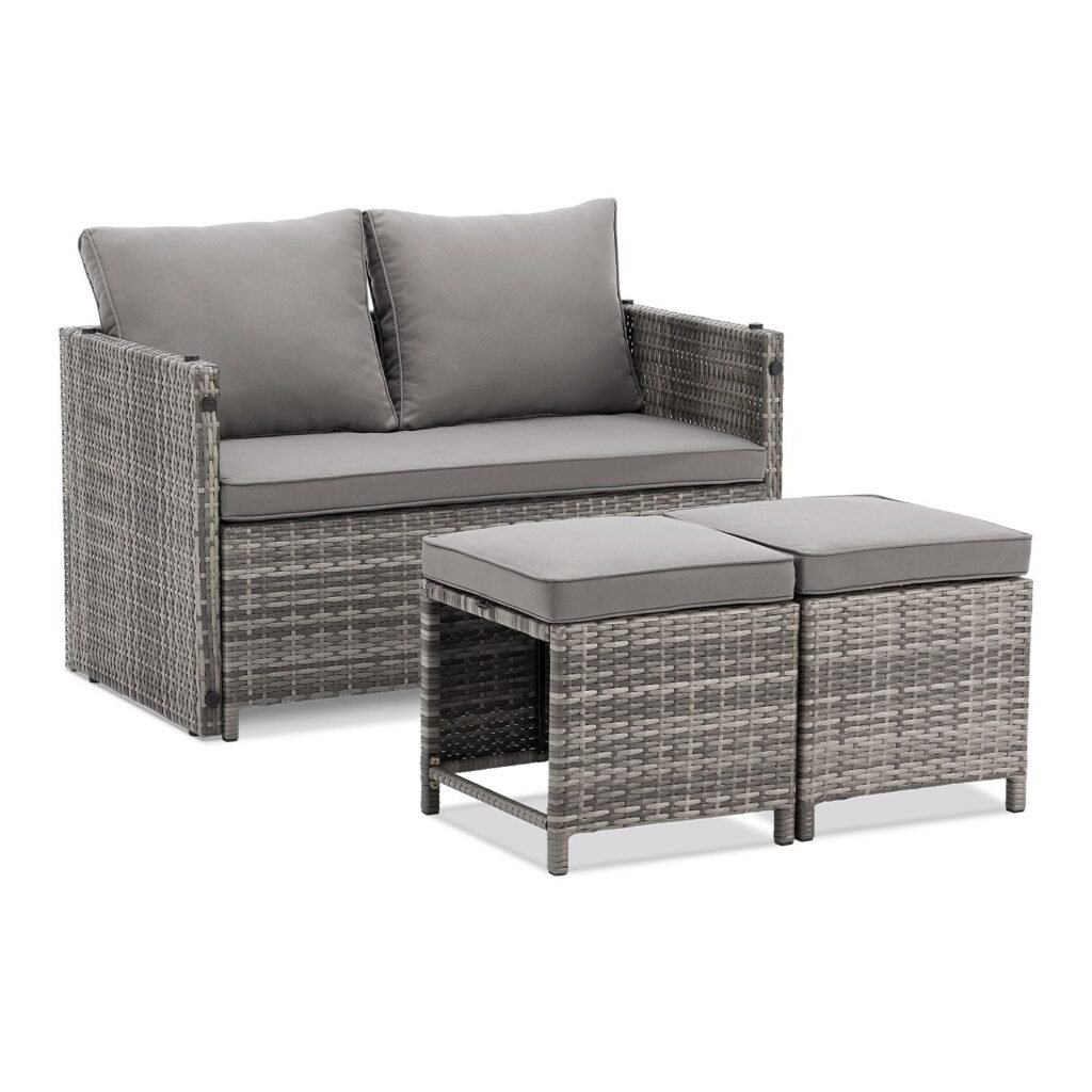 Lounge-Set Jamaika 2-in-1 aus Polyrattan für 2–4 Personen