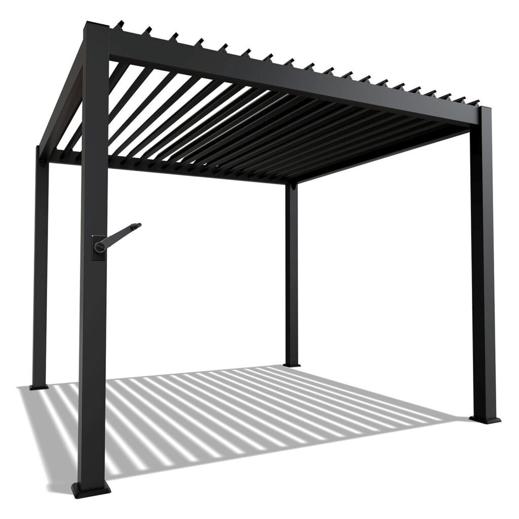 Pergola Lamellendach Tahiti aus verzinktem Stahl in Anthrazit, verstellbar